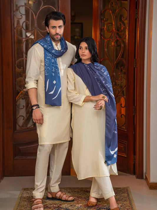 Ghalib Ki Khuwaish Stole (Blue)