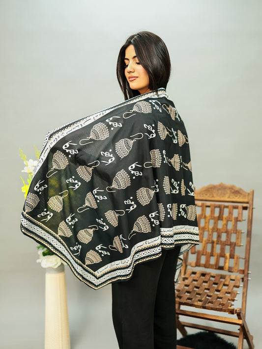 Jhumka Stole (Black n White)