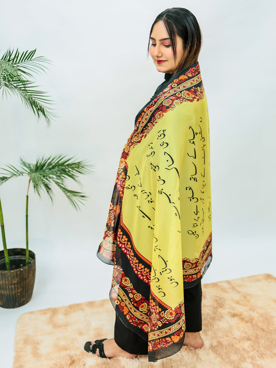Washma Premium Silk Dupatta (Yellow)