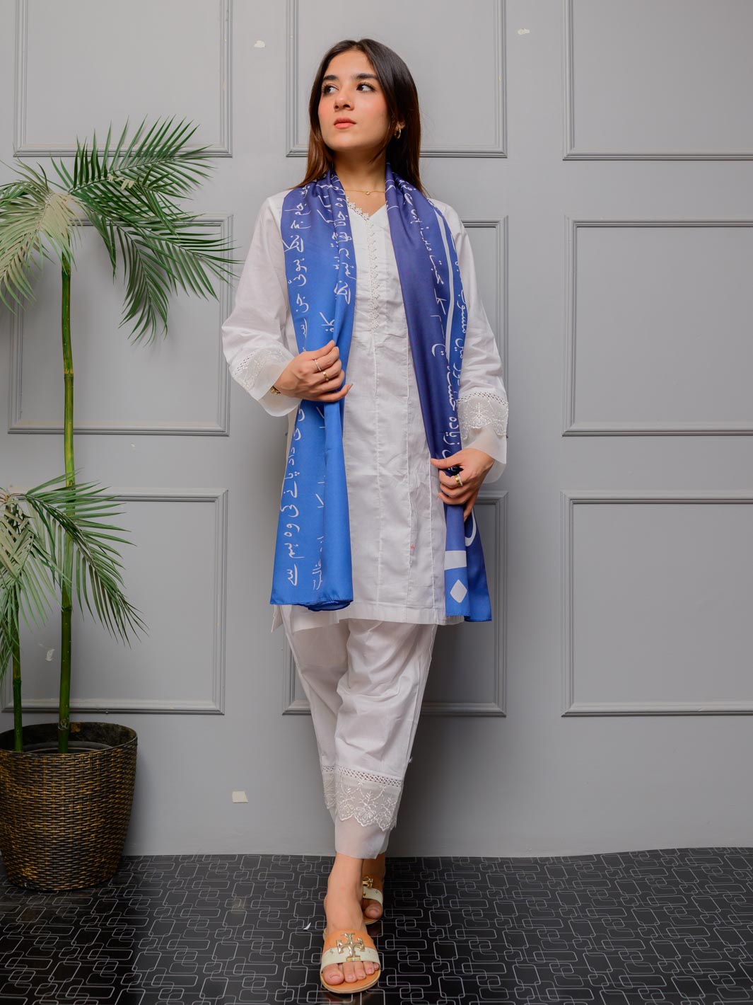 Ghalib Ki Khuwaish Stole (Blue)