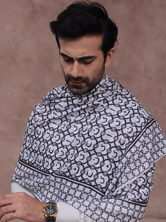 Jaan e Huroof Stole (White-Men)