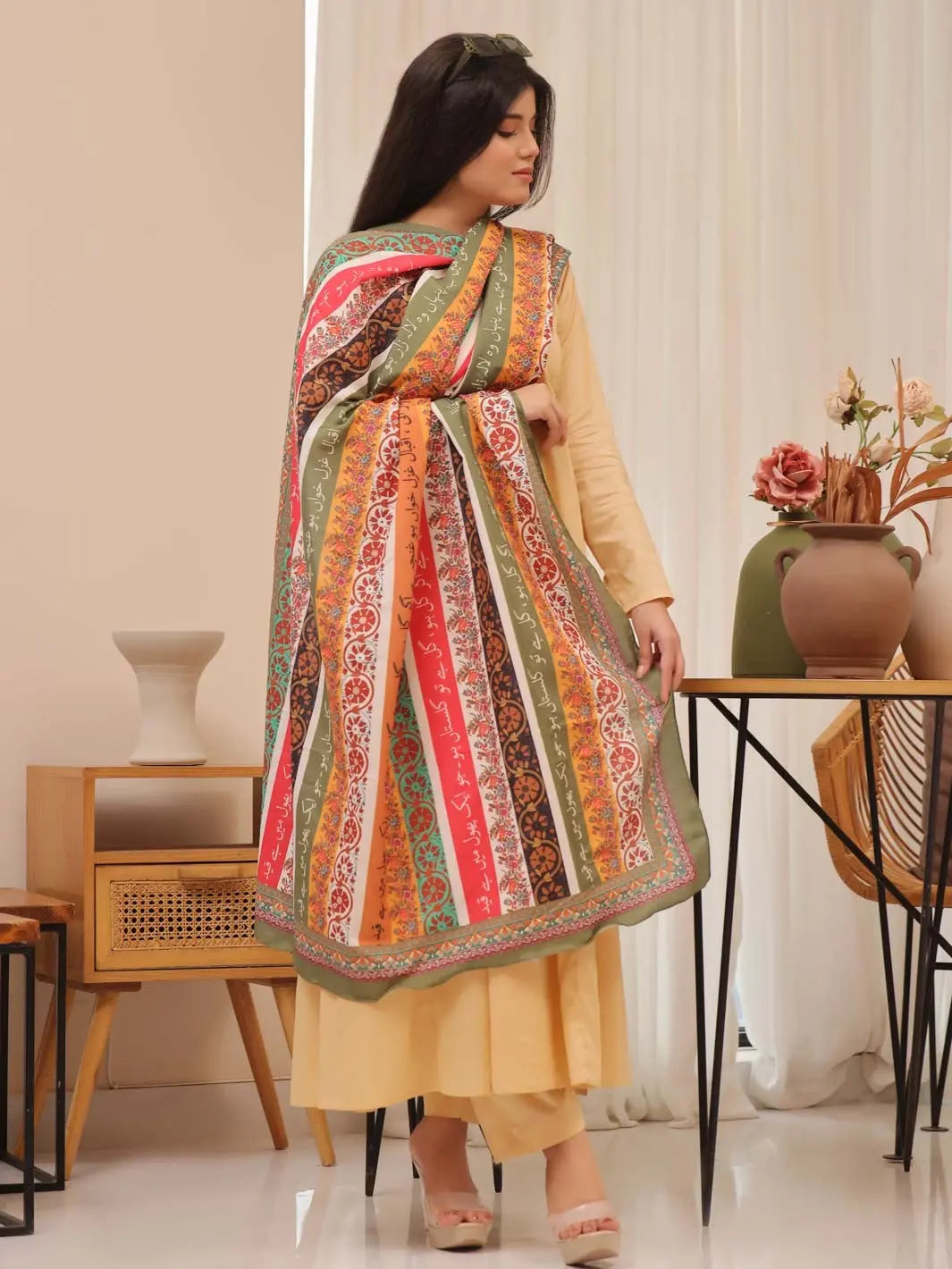 Phool Stripe Dupatta