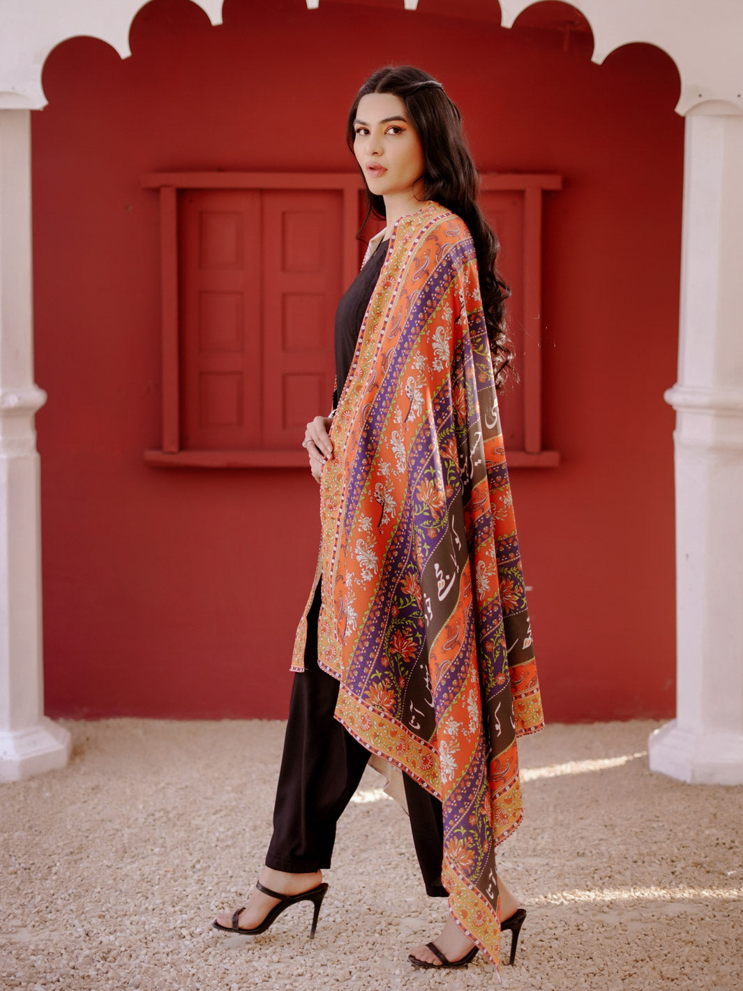 Phool Stripe Voile Dupatta (Dark Multi)