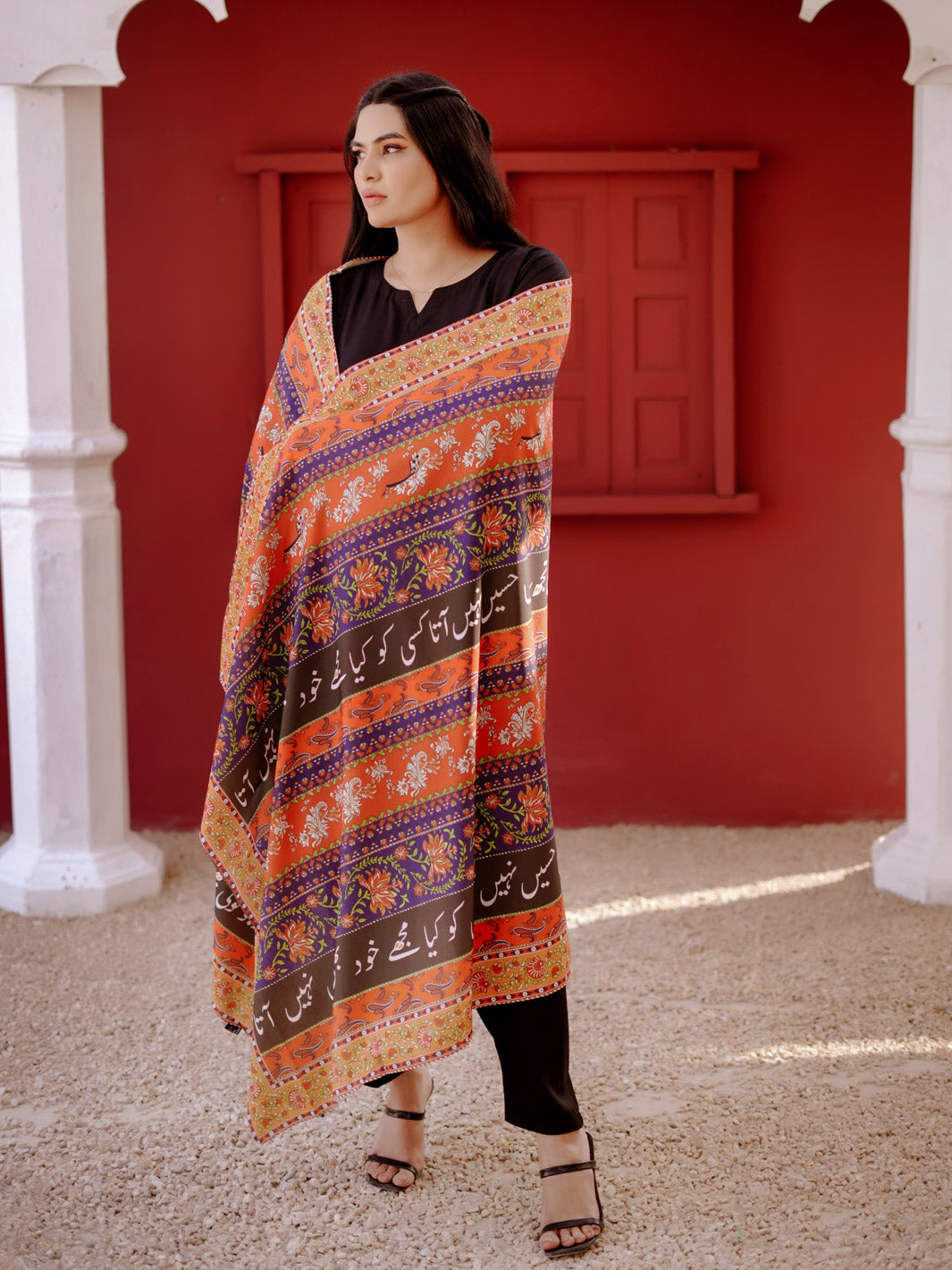 Phool Stripe Voile Dupatta (Dark Multi)