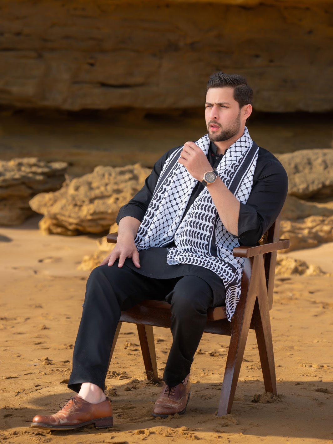 Palestine B&W Stole (Black-Men)
