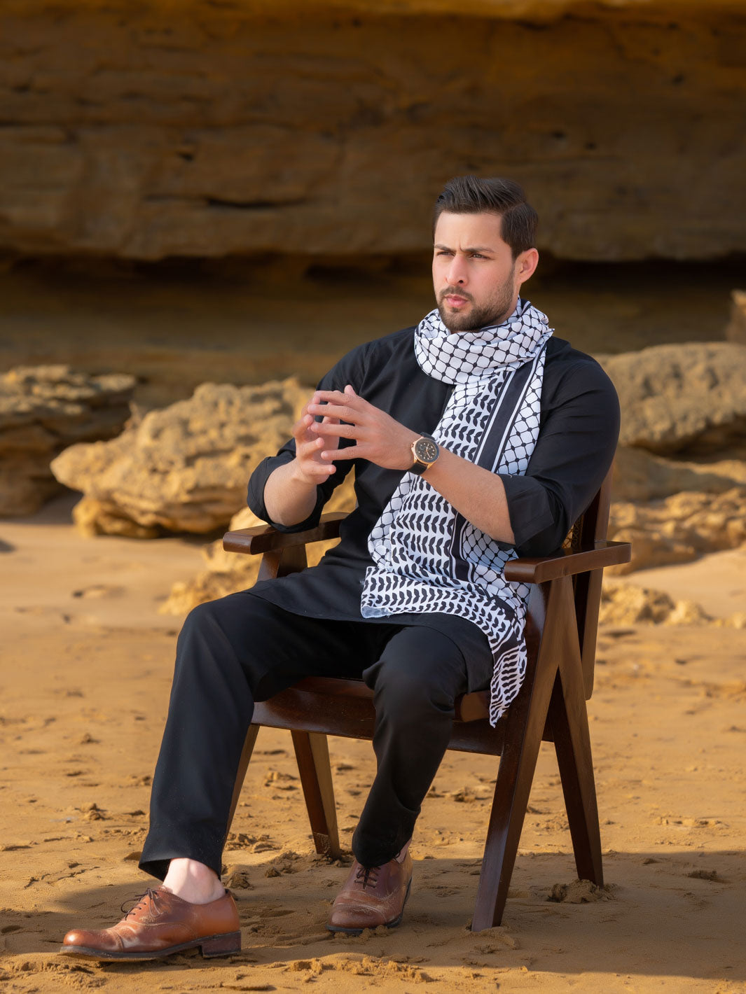 Palestine B&W Stole (Black-Men)