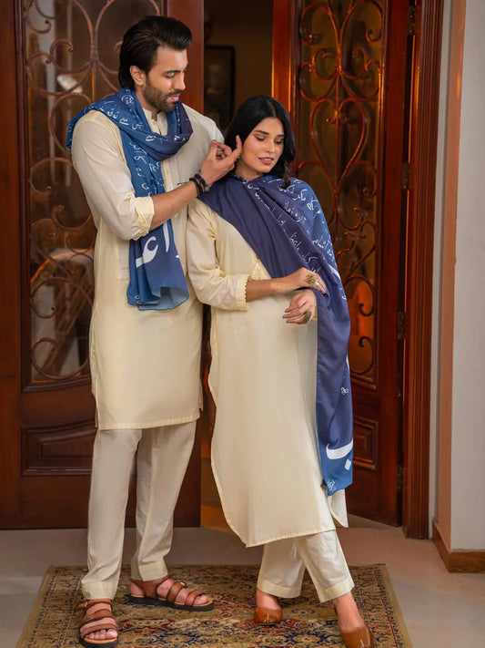 Ghalib Ki Khuwaish Stole (Blue - Men)