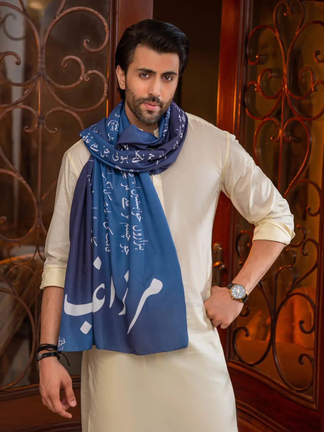 Ghalib Ki Khuwaish Stole (Blue - Men)