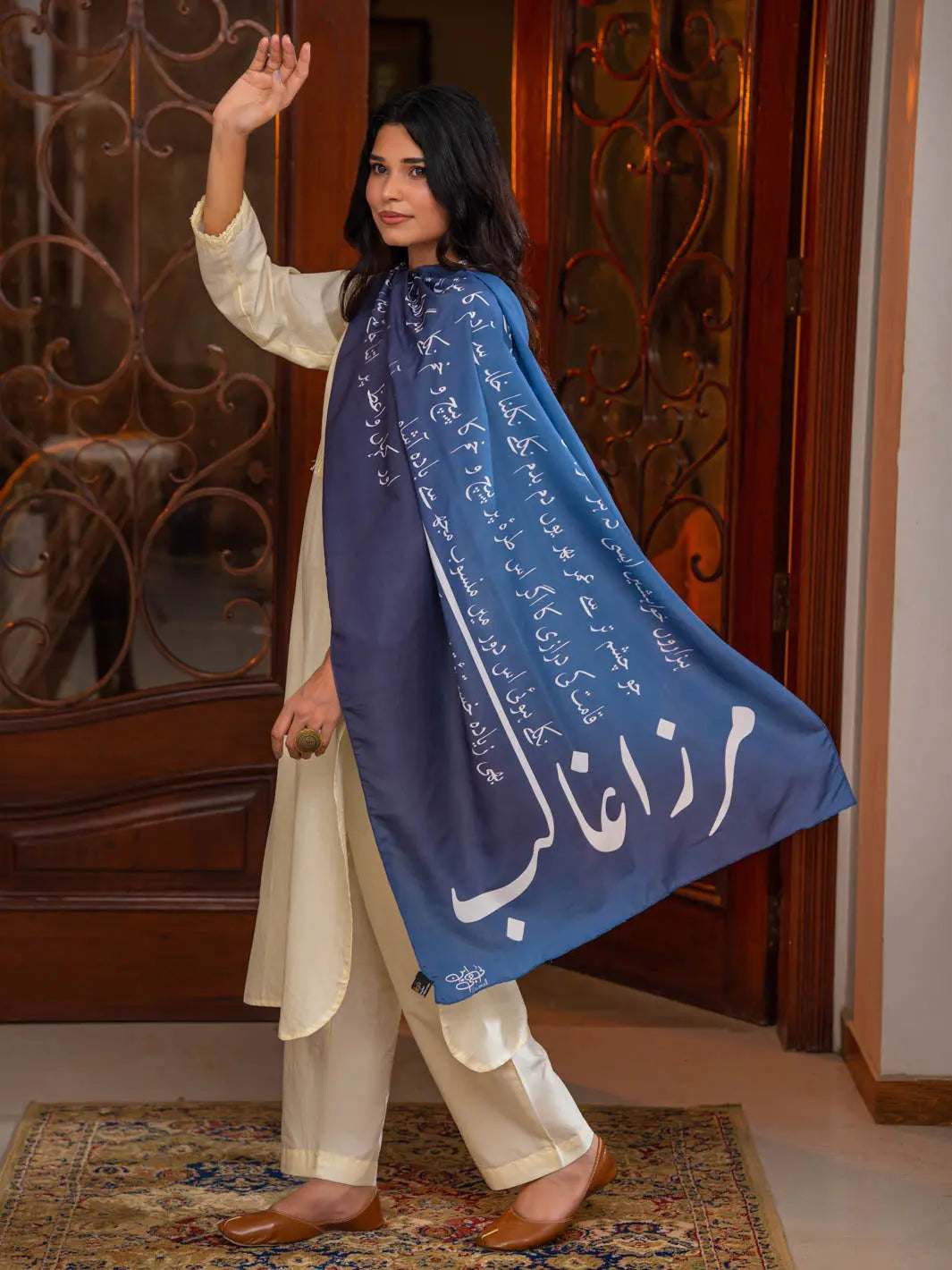 Ghalib Ki Khuwaish Stole (Blue)