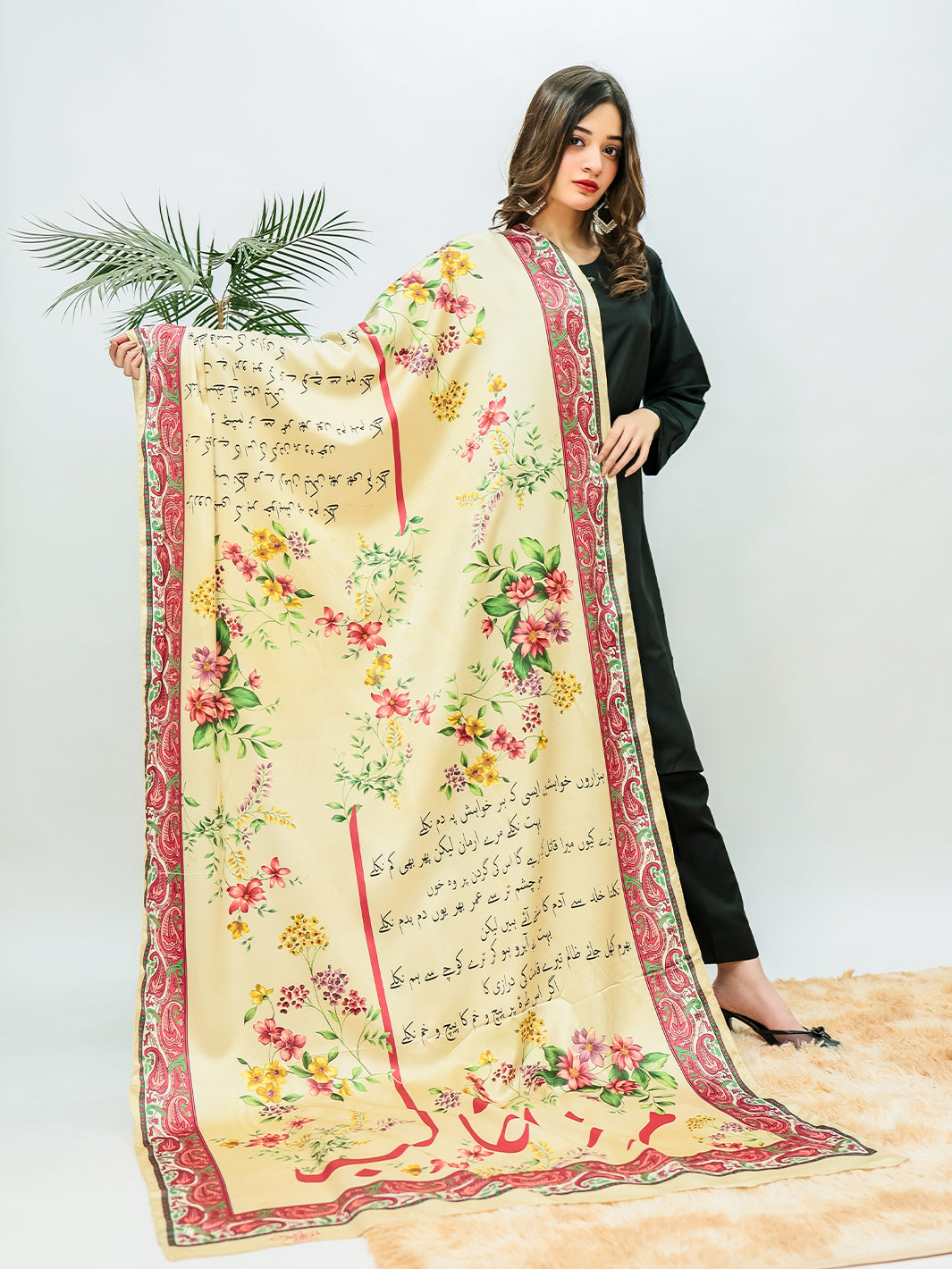Phool Aur Ghalib Silk Dupatta (Skin)