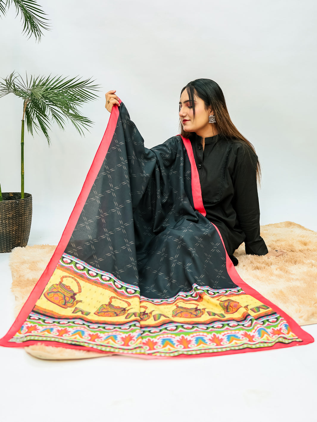 Katli Voile Dupatta (Black)