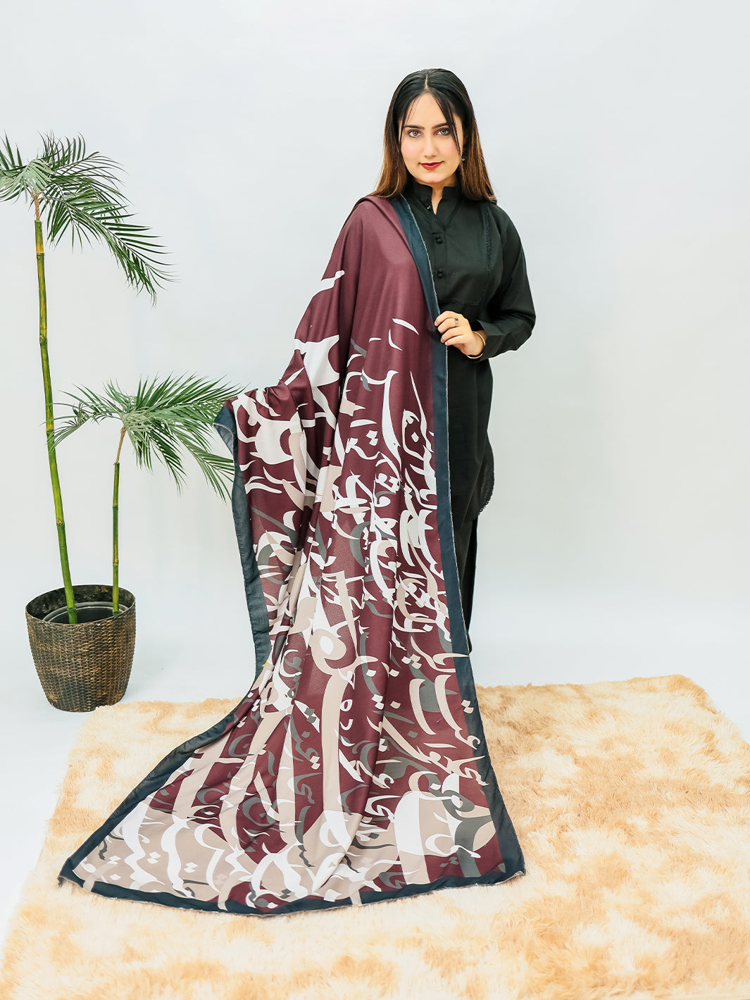 Tadrees voile Dupatta (maroon)