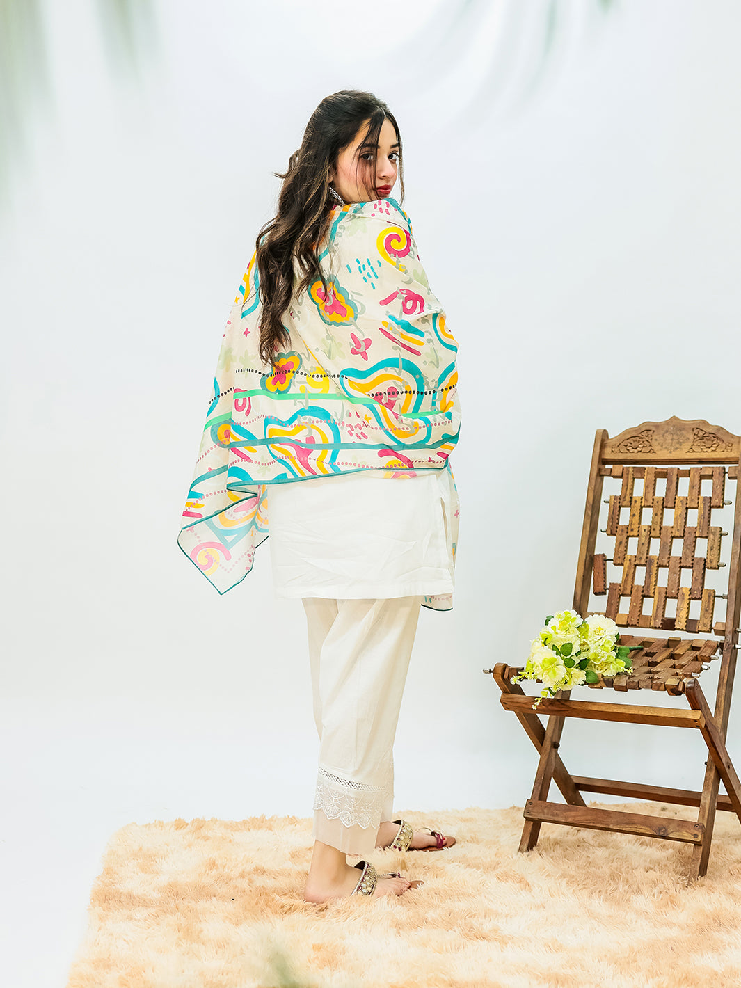 Khuwab Lawn Stole(multi)