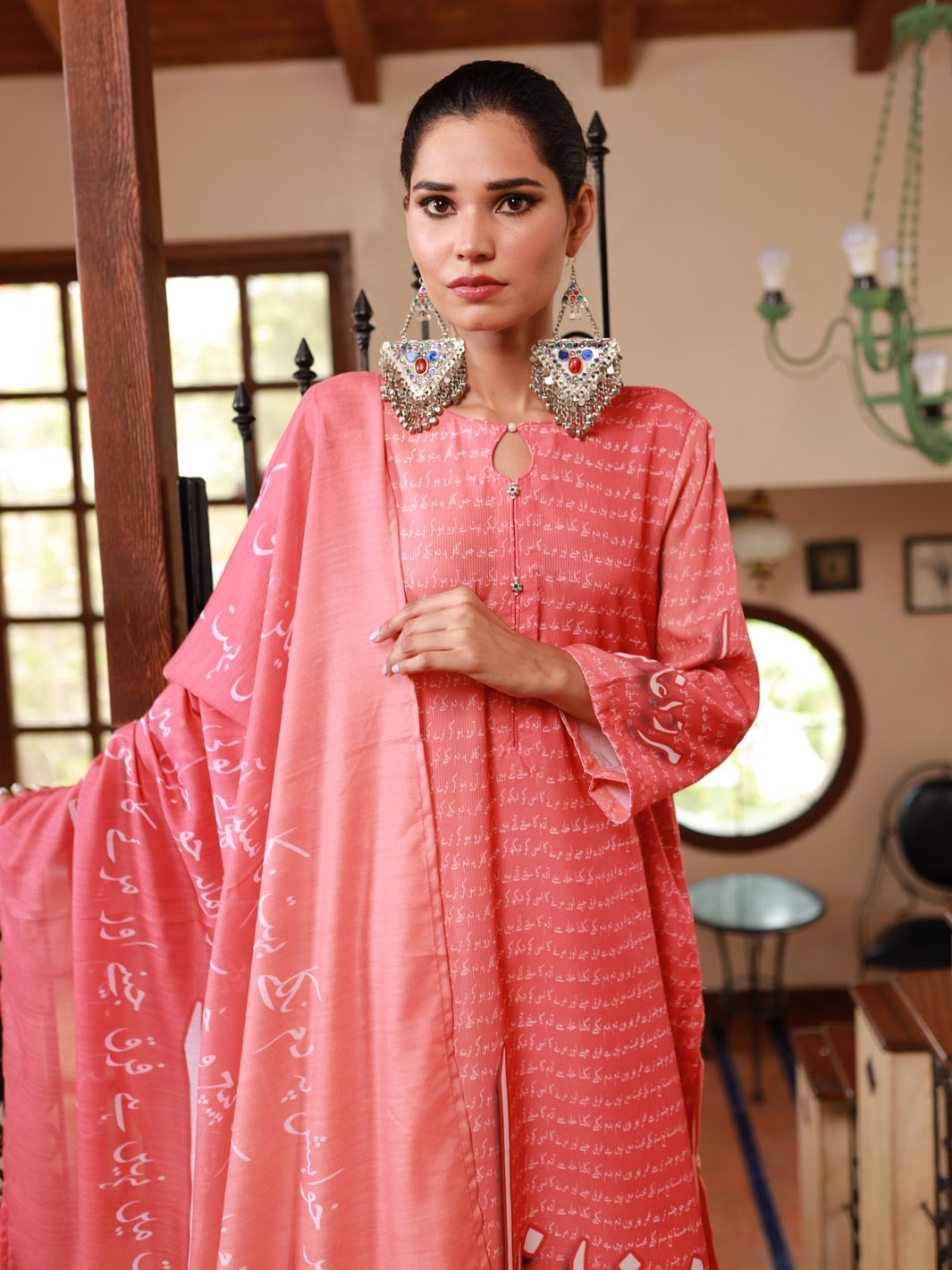 Mirza Ghalib shirt dupatta (Peach)