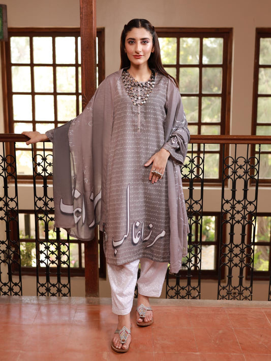 Mirza Ghalib shirt dupatta (Grey)
