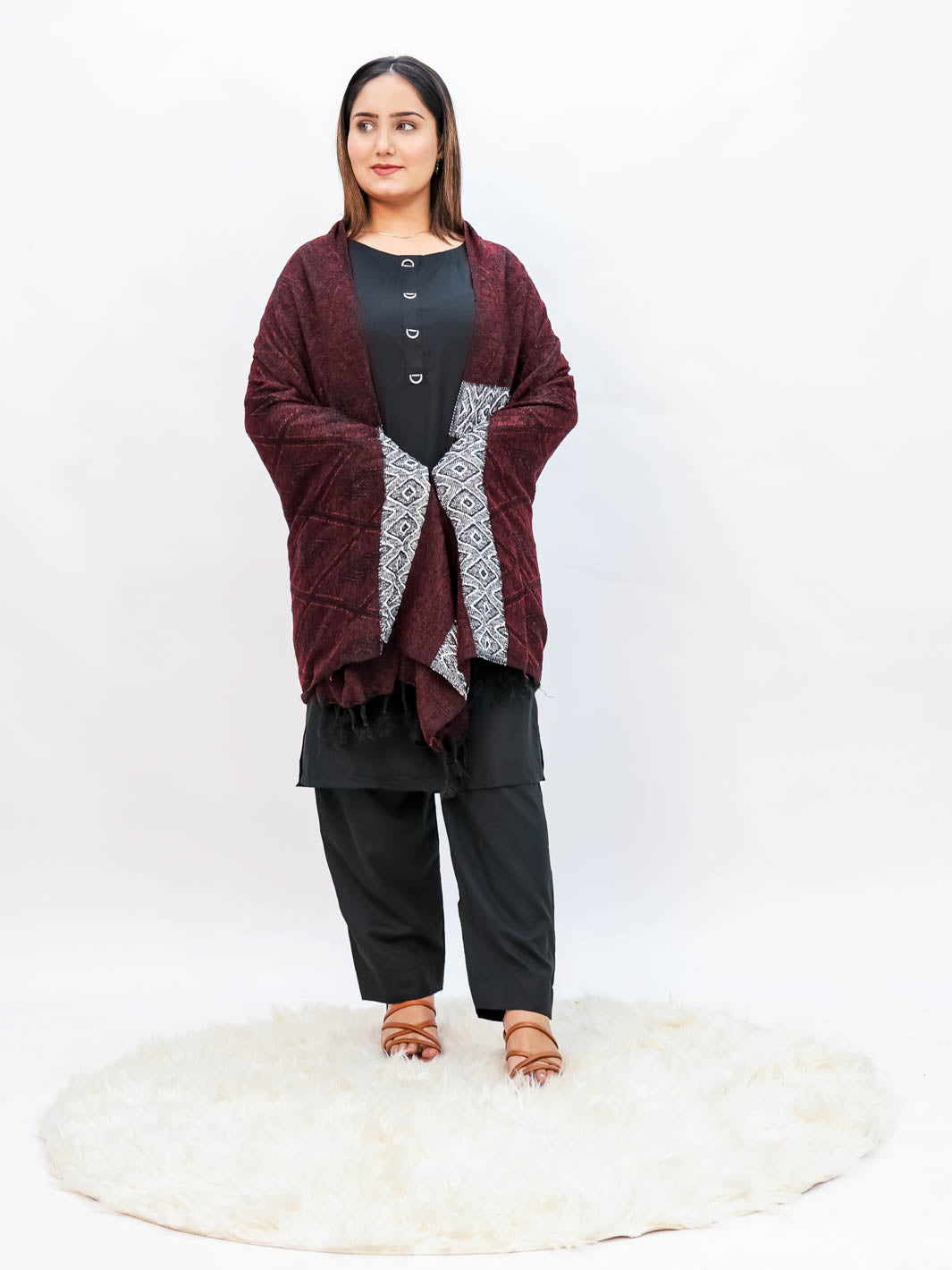 Wool  Mini Shawl (Maroon)