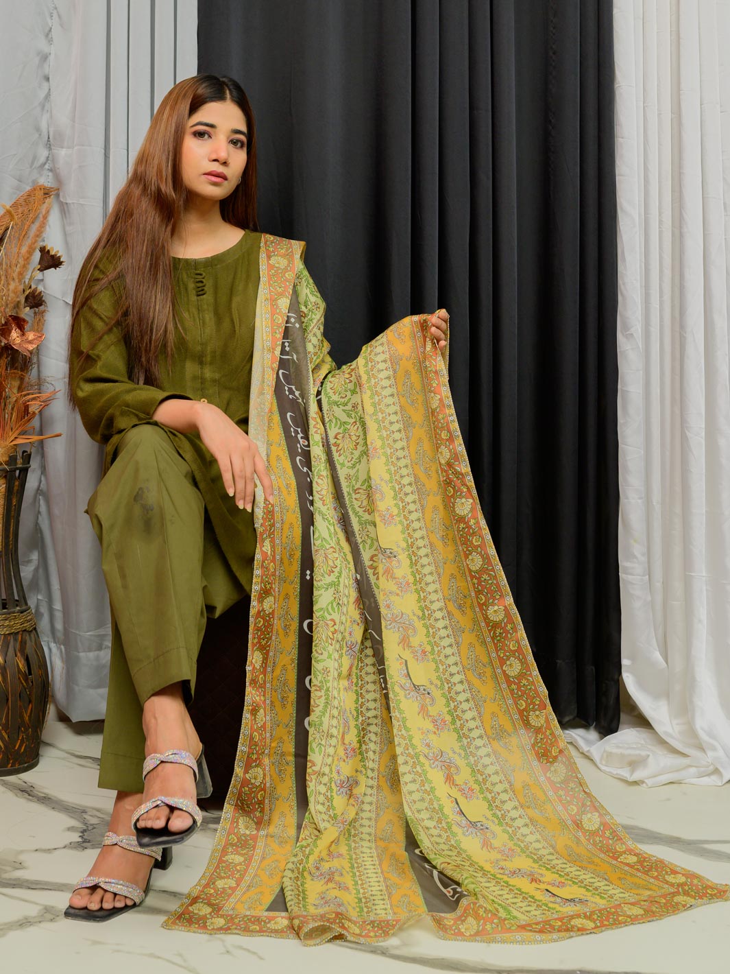 Phool Stripe  Premium Silk Dupatta (Light)