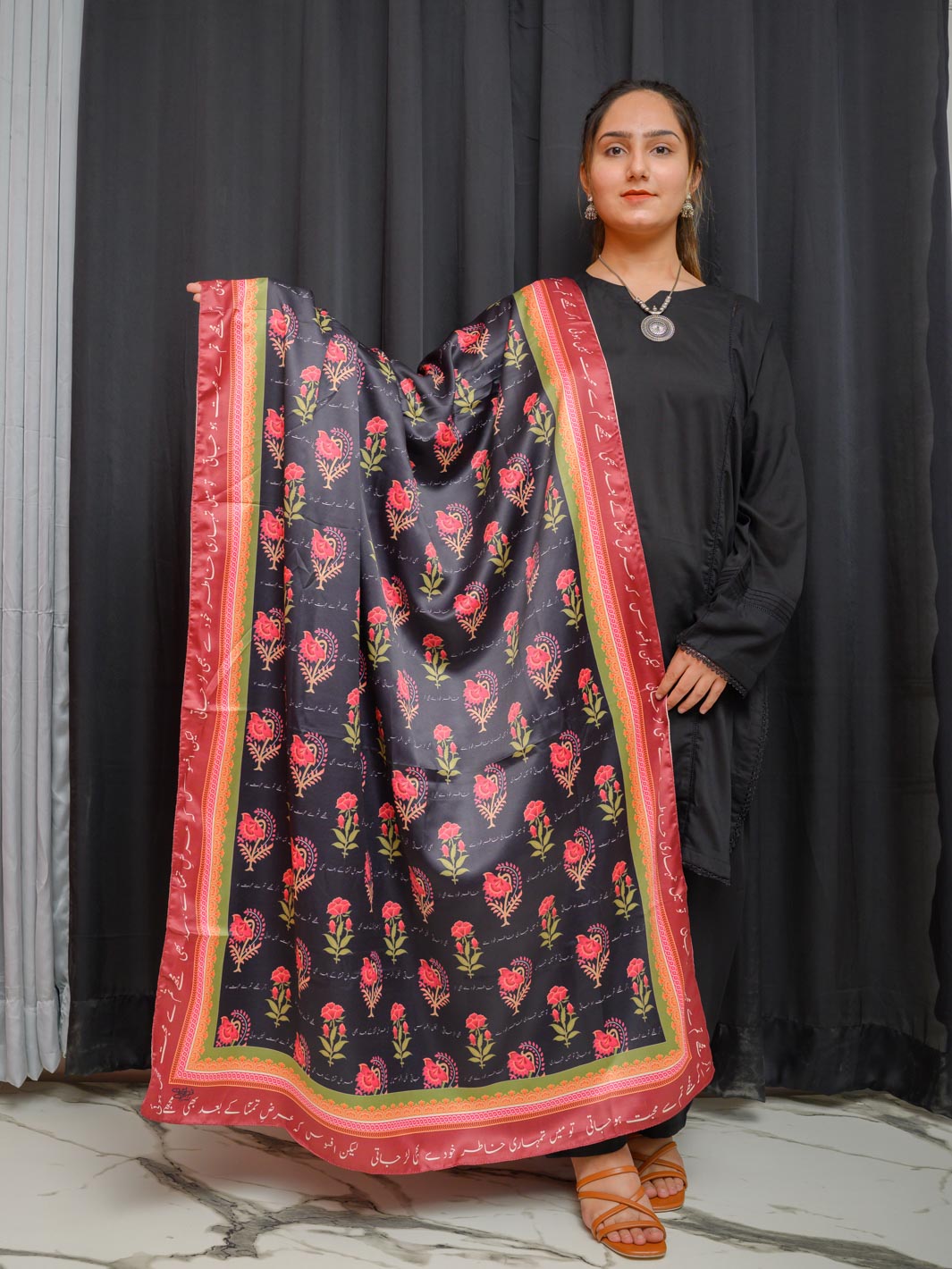 Khudse Voile dupatta (Black)