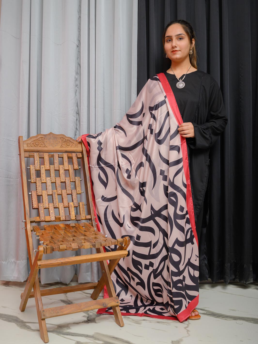 Huroof Silk Dupatta (skin)