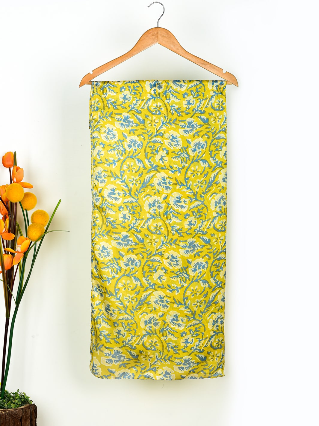 Orchids Floral Silk Stole (Green)