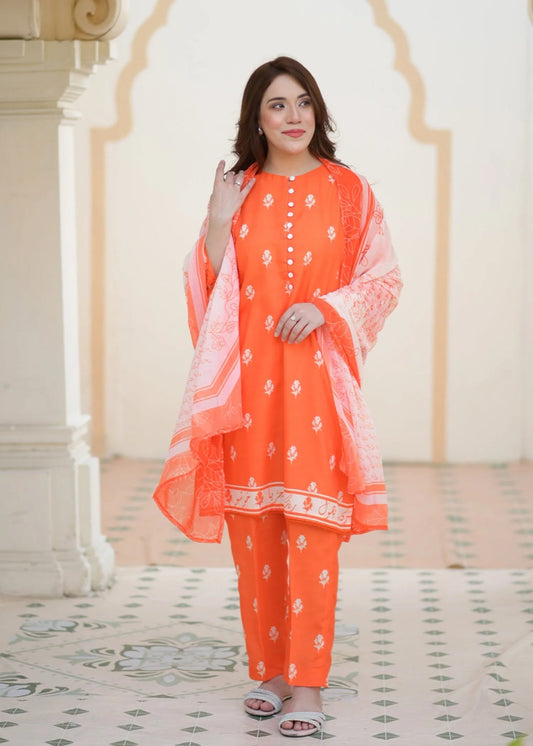 Rang Stitched 3 Piece (Orange)