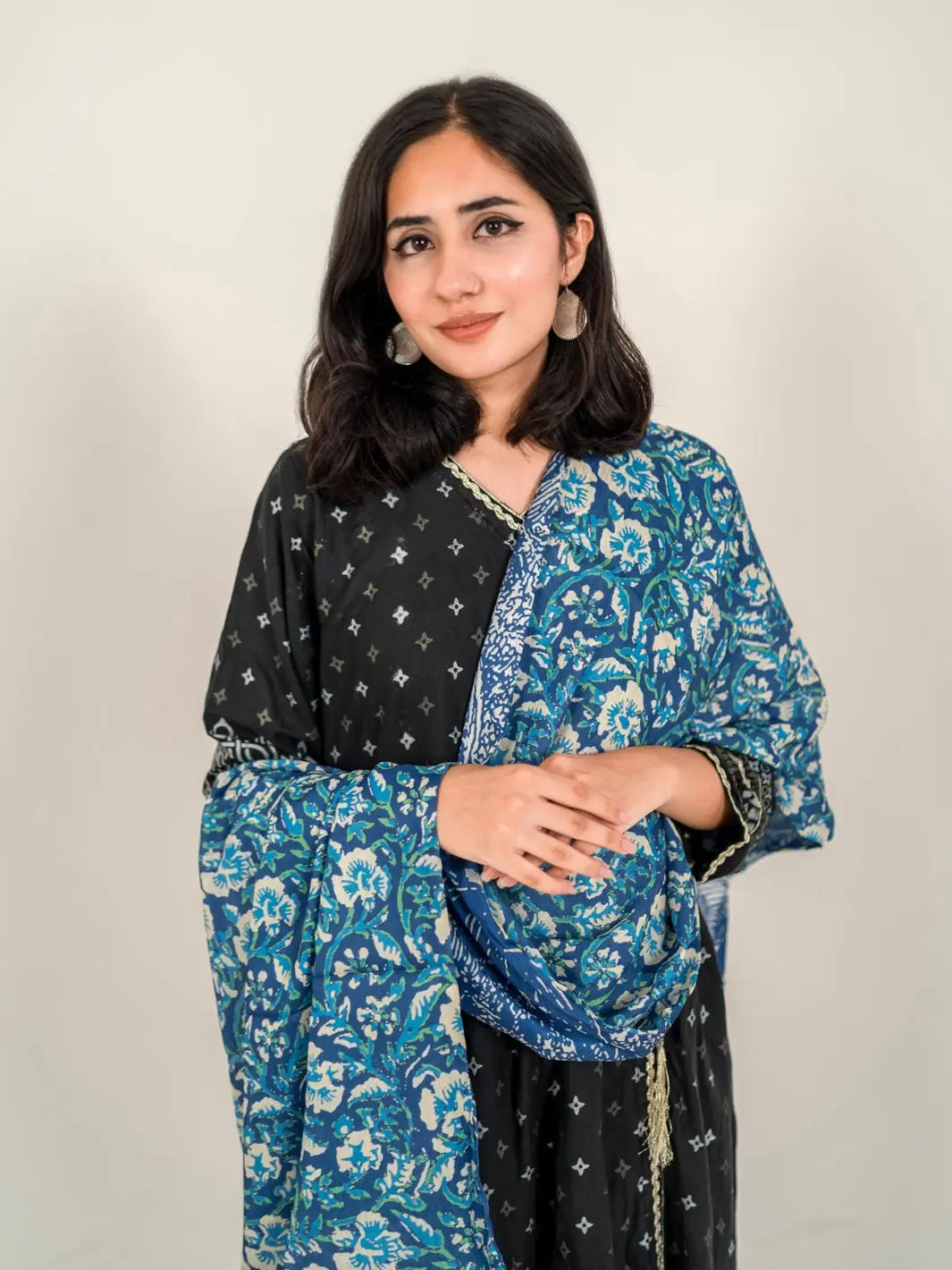 Orchids Floral Stole (Blue)