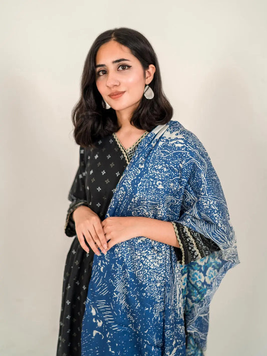 Orchids Floral Stole (Blue)