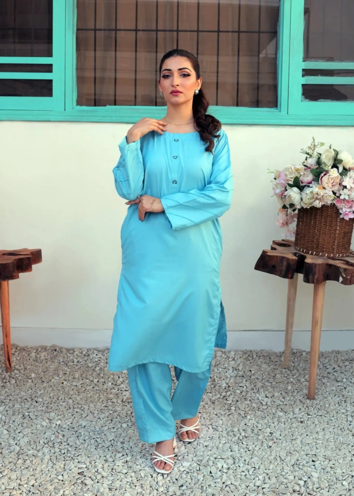 Ansha Co-Ord Set | Aqua Blue